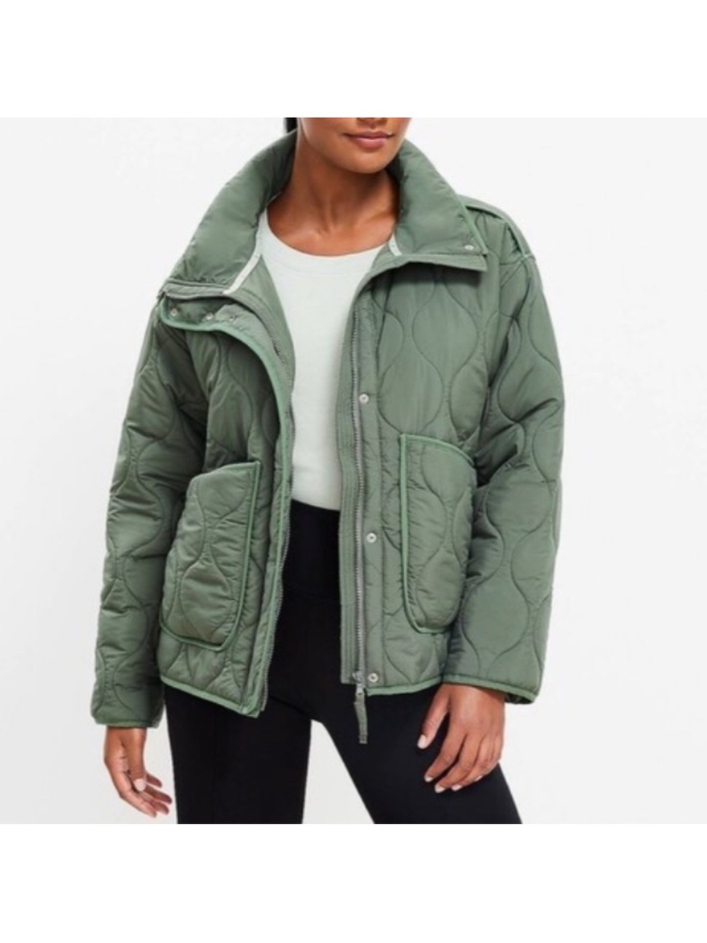 Lou & Grey Quilted Olive Bomber Jacket